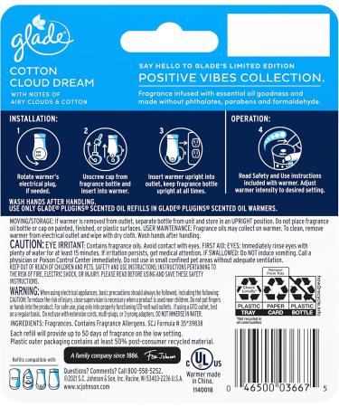 Glade PlugIns Refills Air Freshener Starter Kit - Cotton Cloud Dream Scent | Essential Oils for Home & Bathroom | 0.67 Fl Oz - Buy Online on SooperMarket.com