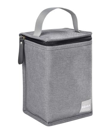 B ABA - Insulated Baby Meal Pouch - Large Capacity - Thermal Bottle Storage - Bag for carrying full meals - Foldable - Soft Waterproof Material - Grey