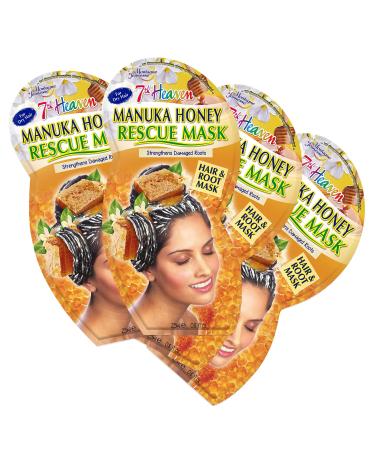 7th Heaven 'Manuka Honey Hair and Root Rescue Mask' with a crushed coconut oil and cold -pressed absence oil for strengthening damaged roots 4 pieces (1 -pack)