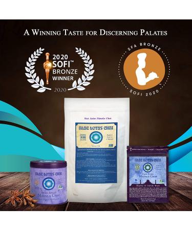 Blue Lotus Chai - Star Anise Masala Chai - Makes 100 Cups - 3 Ounce Masala Spiced Chai Powder with Organic Spices - Instant Indian Tea No Steeping - No Gluten 3 Ounce (Pack of 1) - Buy Online on SooperMarket.com