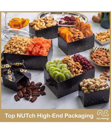 Dried Fruit & Nuts Gift Basket Black Tower (12 Assortments) - Holiday Christmas Gourmet Bouquet Arrangement - Birthday Care Package for Men & Women - Healthy Kosher Snack Box with Assorted Fruits & Nuts - Buy Online on SooperMarket.com
