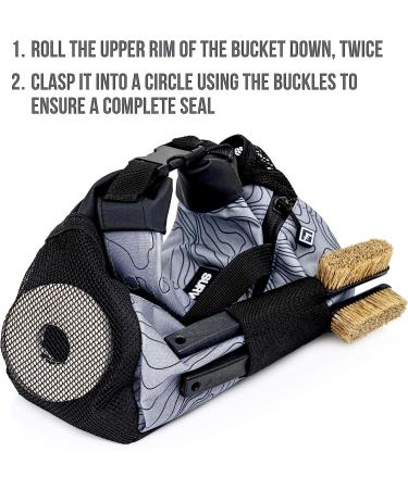 Large Light Gray Climbing Chalk Bucket with Topographical Map Design - Magnetic Closure, Pockets, and Brush Holders - Buy Online on SooperMarket.com