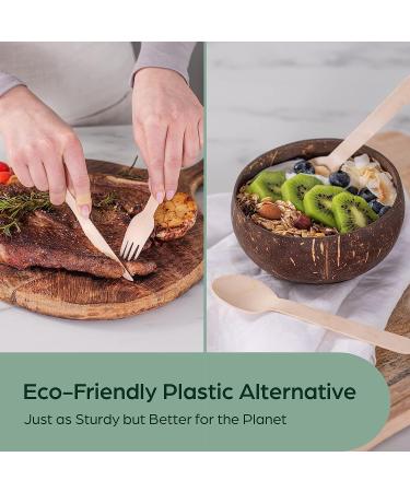 360-Piece Wooden Compostable Utensils Set | Eco-Friendly Biodegradable Cutlery for Parties | Sturdy Disposable Wood Forks, Spoons, and Knives - Buy Online on SooperMarket.com
