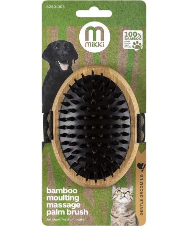 Mikki Bamboo Moulting Massage Palm Brush for Gentle Grooming | Handmade Sustainable Bamboo Brush for Dog Cat Puppy with Short Medium Coats - Buy Online on SooperMarket.com