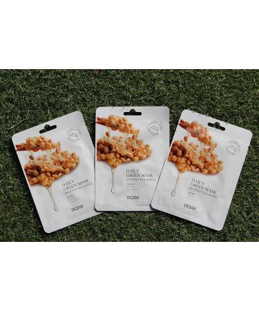 YADAH Daily Green Facial Sheet Mask - Vegan Natto Collagen Eco-Friendly 5-Pack for Enhanced Skin Elasticity - Buy Online on SooperMarket.com