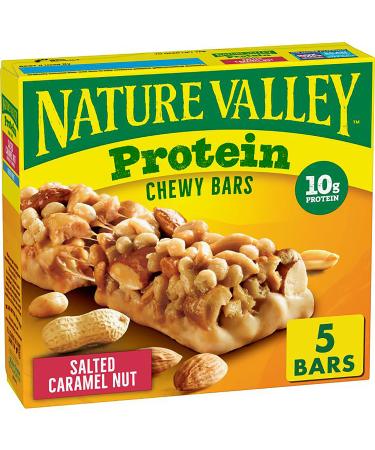 Nature Valley Chewy Protein Bars, Salted Caramel Nut, 7.1 oz, 5 Count Box 5 Count (Pack of 1)