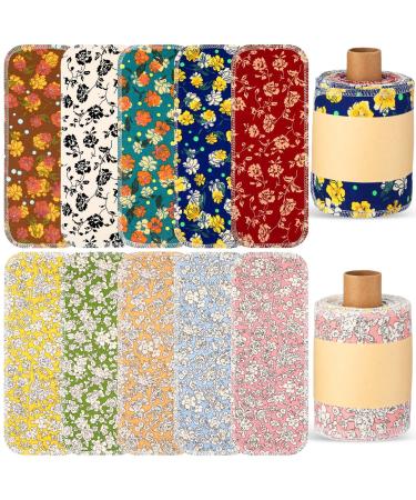 Vitalcozy reusable toilet towels washable bidet towels wipeable paperless towels roll absorbent cotton towels paper towels for kitchen paperless tea towels Pfauen blossom