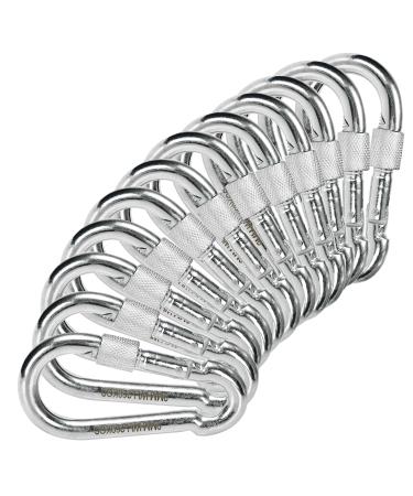 Com -Four 12x carabiner with screw cap - Karabiner hook large with 260 kg load -bearing load - screw carabiner for high stress - 90 x 9 mm 09 x 90mm - screw cap 12 pieces