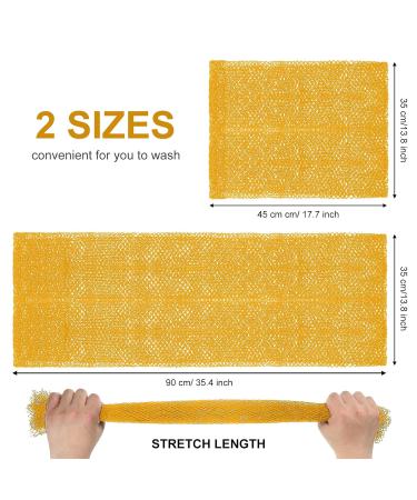 2 Piece African Net Bath Sponge Set - Exfoliating Long Body Scrubber & Back Washcloth (Yellow) - Perfect for Daily Use & Stocking Stuffers - Buy Online on SooperMarket.com