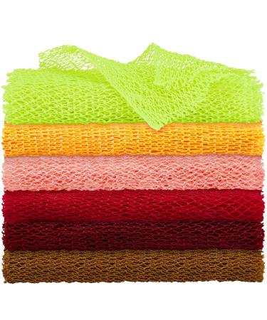 6 Pieces African Net African Body Exfoliating Net African Net Bath Sponge Exfoliating Shower Body Scrubber Back Scrubber Skin Smoother for Daily Use or Stocking Stuffer (Multiple Color)