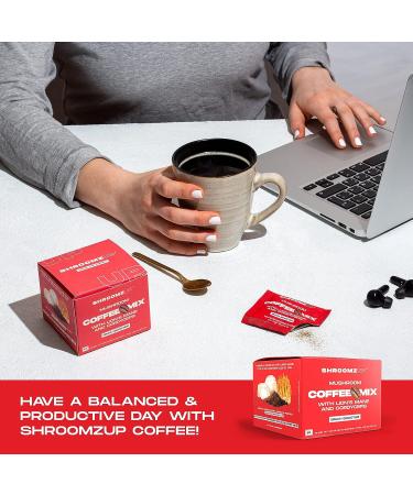 Shroomzup Mushroom Coffee Instant (15 Pack) - Lion's Mane and Cordyceps Superfood Coffee for Keto Vegan Paleo - Brain Focus & Productivity Boost - Buy Online on SooperMarket.com