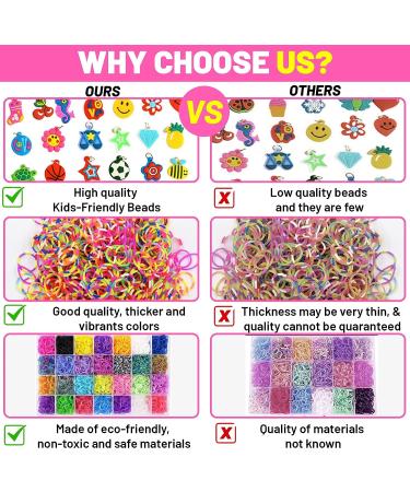 LauCentral 28 Colors Premium Rubber Bands Refill Loom Set for Kids - Bracelet Making Kit with Clips, Beads, and Charms - Creative DIY Craft Gift - Buy Online on SooperMarket.com
