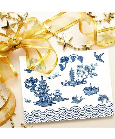 Whaline Chinoiserie Pattern Paper - 24 Sheets Blue China Scrapbook Specialty Paper - Buy Online on SooperMarket.com