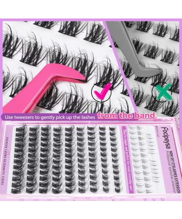 Focipeysa Wispy Lash Clusters - Natural DIY Eyelash Extensions | C Curl Individual Lashes 10-18mm with Applicator - Shop Now for International Shipping - Buy Online on SooperMarket.com