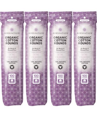 SoulSation Organic Cotton Rounds, 400 Count - Makeup Remover Pads for Face, Lint-Free