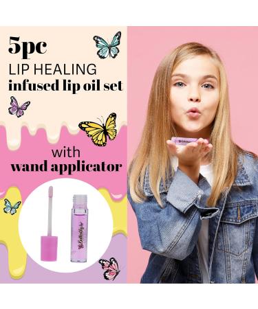 Expressions 5pc Lip Oil Set - Butterfly Kisses | Healing Lip Oils & Precision Applicator for Everyday Care & Repair - Buy Online on SooperMarket.com
