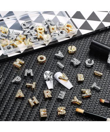 52 Pieces Delicate Style Alphabet Nail Stud Stickers - Rhinestone Letter Charms for Women and Girls Nail Decoration - English Nail Accessories Salon - Buy Online on SooperMarket.com