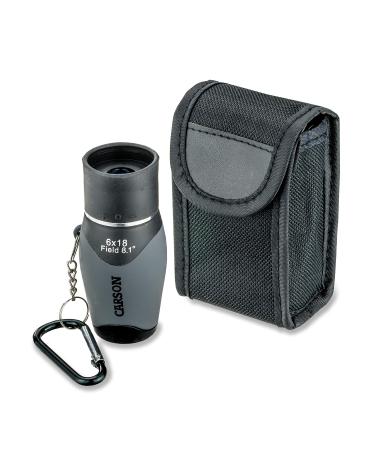 Carson MiniMight 6x18mm Pocket Monocular with Carabiner Clip (MM-618) MiniMight  Grey (MM-618)