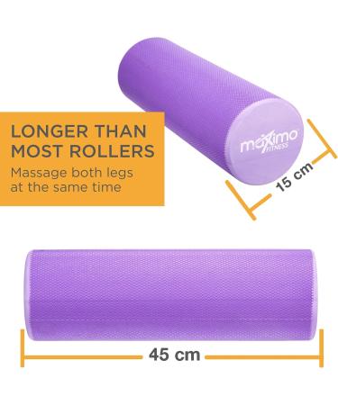 Maximo Fitness Fascia Roll - Medium Hard Massage Roller for Spine Back Legs & Arms (45x15 cm) - Ideal for Yoga Pilates & Post-Sport Recovery - Purple - Buy Online on SooperMarket.com