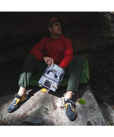 Large Light Gray Climbing Chalk Bucket with Topographical Map Design - Magnetic Closure, Pockets, and Brush Holders - Buy Online on SooperMarket.com