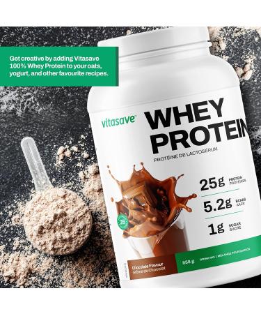 Whey Protein Powder by Vitasave 100% Whey Protein Powder 25g Protein Per Serving Grass-Fed Gluten-Free BCAAs Amino Acids - 26 servings 858g Tub (Chocolate Pack of 2) Chocolate Pack of 2 - Buy Online on SooperMarket.com