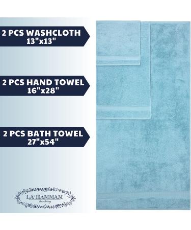 La Hammam Fine Living 6-Piece Cotton Towel Set - Soft & Absorbent Towels for Bathroom, Kitchen, Hotel, Gym & Spa - Aqua - Buy Online on SooperMarket.com