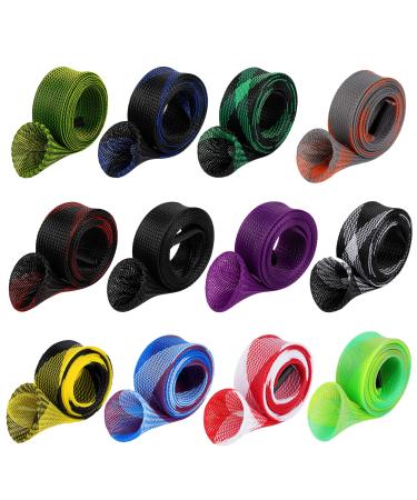 12Pcs Rod Sock Fishing Rod Sleeve Rod Cover Braided Mesh Rod Protector Pole Gloves Fishing Tools. Flat or Pointed End/Spinning or Casting Rods. for Casting Sea Fishing Rod/Spinning Fishing Rod