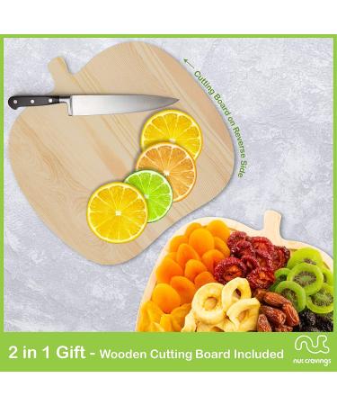 Dried Fruit & Nuts Gift Basket in Wooden Apple Tray + Green Ribbon - 9 Assortments | Holiday & Birthday Gourmet Arrangement | Healthy Kosher Snack Box - Buy Online on SooperMarket.com