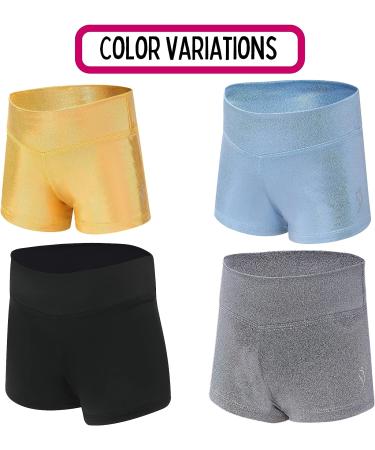 Dancina Girls Gymnastics Shorts - Classic & Metallic Ice Dance Wear | Size 12, Solid Black - Buy Online on SooperMarket.com