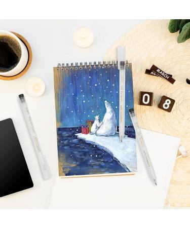 MARTCOLOR White Gel Pens Set 6 Pack 0.8mm Fine Point Pens Gel Ink Pens For Artists Archival Ink Pens White highlight Pens for Black Paper Drawing Illustration Sketching Writing - Buy Online on SooperMarket.com