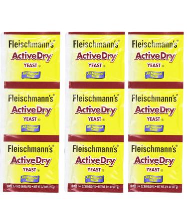 Fleischmann's Active Dry Yeast,0.25 Ounce, 9 Count 0.25 Ounce (Pack of 9)