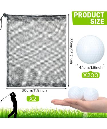 200 Pcs Plastic Practice Golf Balls with Limited Flight for Indoor & Outdoor Training - Includes 2 Mesh Golf Ball Bags | Home Backyard & Driving Range Practice - Buy Online on SooperMarket.com