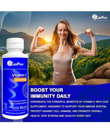 CanPrev Liposomal Vitamin C 500mg with Vitamin E 10 IU 225ml - Citrus Vanilla Flavor - Liquid Vitamin C Complex - Enhanced Absorption - Antioxidant Supplement - Maintenance of Bones Teeth & Gums - Buy Online on SooperMarket.com