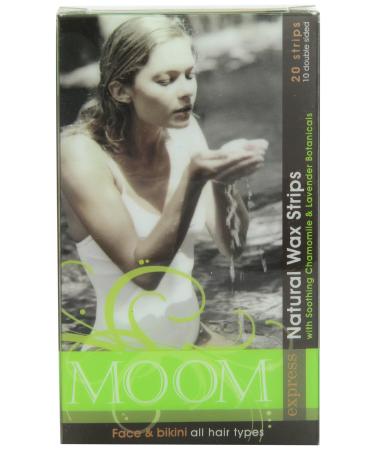 MOOM Face Wax Strips for Women (20 Pre-Waxed) All-Natural Soothing Chamomile & Lavender Hair Removal Waxing Kit with Cucumber & Vitamin E Finishing Oil   Perfect for Face & Bikini