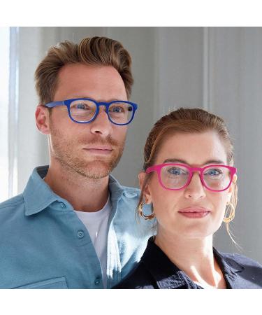 Opulize Pop Reading Glasses 3 Pack - Matte Round Frames Scratch-Resistant Spring Hinges - Stylish Black Blue & Gray for Men & Women (+2.00 Diopters) - Buy Online on SooperMarket.com