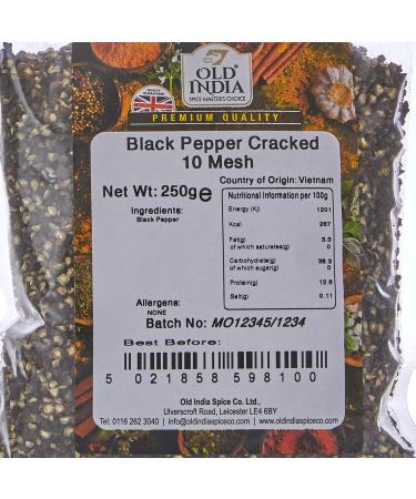 Old India Black Pepper Cracked 10 Mesh 250g - Premium Quality Spices - Buy Online on SooperMarket.com