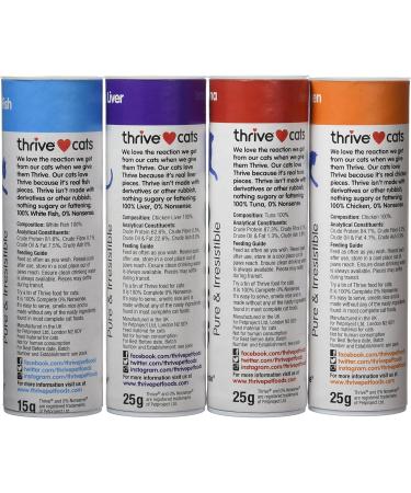 Thrive Cat Treats Assorted Pack (Chicken White Fish Tuna & Chicken Liver) for Happy Healthy Cats | International Shipping Available - Buy Online on SooperMarket.com