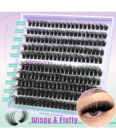 PHKERATA Fluffy Cluster Lashes DIY Extension Kit 8-18MM D Curl Individual Eyelashes | 200Pcs Lash Clusters with Bond, Seal, Tweezers | 70P Kit - Buy Online on SooperMarket.com