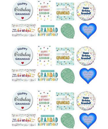 24 Stand Up Happy Birthday Grandad Themed Edible Wafer paper Cake Toppers Decorations - Buy Online on SooperMarket.com