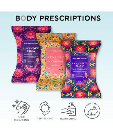 Body Prescriptions Vitamin C Coconut Mint & Shea Facial Cleansing Wipes - 90 Towelettes (3 Pack, 30 Count Each) - Buy Online on SooperMarket.com