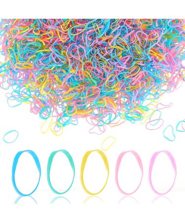 Lusofie 2500Pcs Colorful Hair Elastic Bands Small Clear Elastic Hair Bands Soft Baby Elastic Hair Ties Hair Bands for Girls Kids Braids Hair Wedding Hairstyle Multi-colored( Dark)