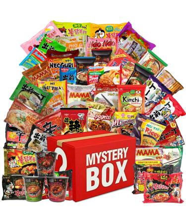 Mystery Hot & Spicy Asian Instant Ramen Variety Bundle w/ Fortune Cookie & Chopsticks - Nissin, Samyang, Mama, Acecook, Kung-Fu, Ottogi (15 Pack Assorted)