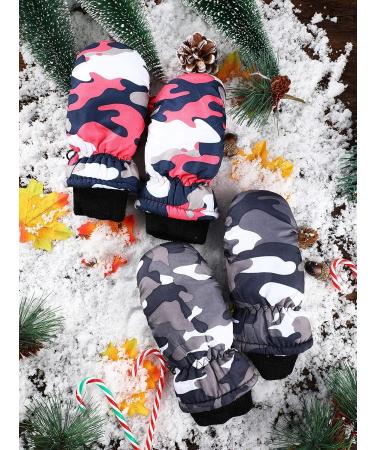 SATINIOR 2 Pairs Kids Waterproof Ski Mittens - Rose Red & Gray - 5-10 Years - Buy Online on SooperMarket.com