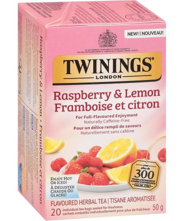Twinings Raspberry & Lemon Herbal Individually Wrapped Tea Bags | Naturally Caffeine-Free| 20 Count (Pack of 6) | Enjoy Hot or Iced Raspberry & Lemon 20 Count (Pack of 6) - Buy Online on SooperMarket.com