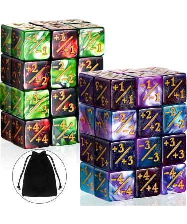 48 Pieces Dice Counters Token Dice D6 Dice Cube Loyalty Dice with 2 Storage Bags Compatible with MTG CCG Card Gaming Accessory 4 Styles