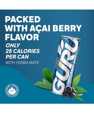 GURU Organic Energy Drink - Yerba Mate - Unlock Your Energy Potential - Naturally Sweetened with Monk Fruit and Stevia - No Sucralose - Plant Based Ingredients - Healthy Energy - 355 ml (Pack of 24) - Buy Online on SooperMarket.com