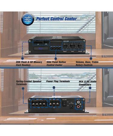 Pyle 2-Channel Bluetooth Audio Marine Amplifier - 200 Watt Weather Resistant Amp with MP3 USB SD Reader and LCD Screen - Buy Online on SooperMarket.com