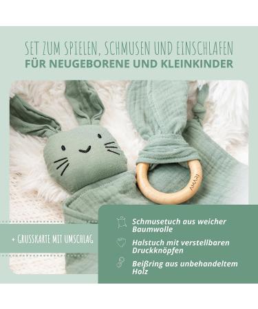 Buy Amari Cuddly Towel (Turquoise Hare) with Bite Ring & Bib - Perfect Baby Gift Set for Newborns & Girls - Sniffer Towel for Baby Parties - Buy Online on SooperMarket.com