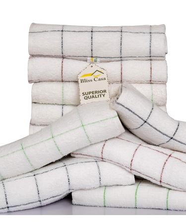 Bliss Casa Luxury Washcloth (12x12 Inch 12 Pack) 500 GSM Highly Absorbent Multipurpose Bathroom Face Towel Set Multi Check
