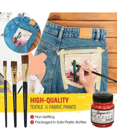 Jacquard Fabric Paint Set - 8 Colors, 2.25oz Bottles, Permanent All-Surface Paint with Brushes - Buy Online on SooperMarket.com